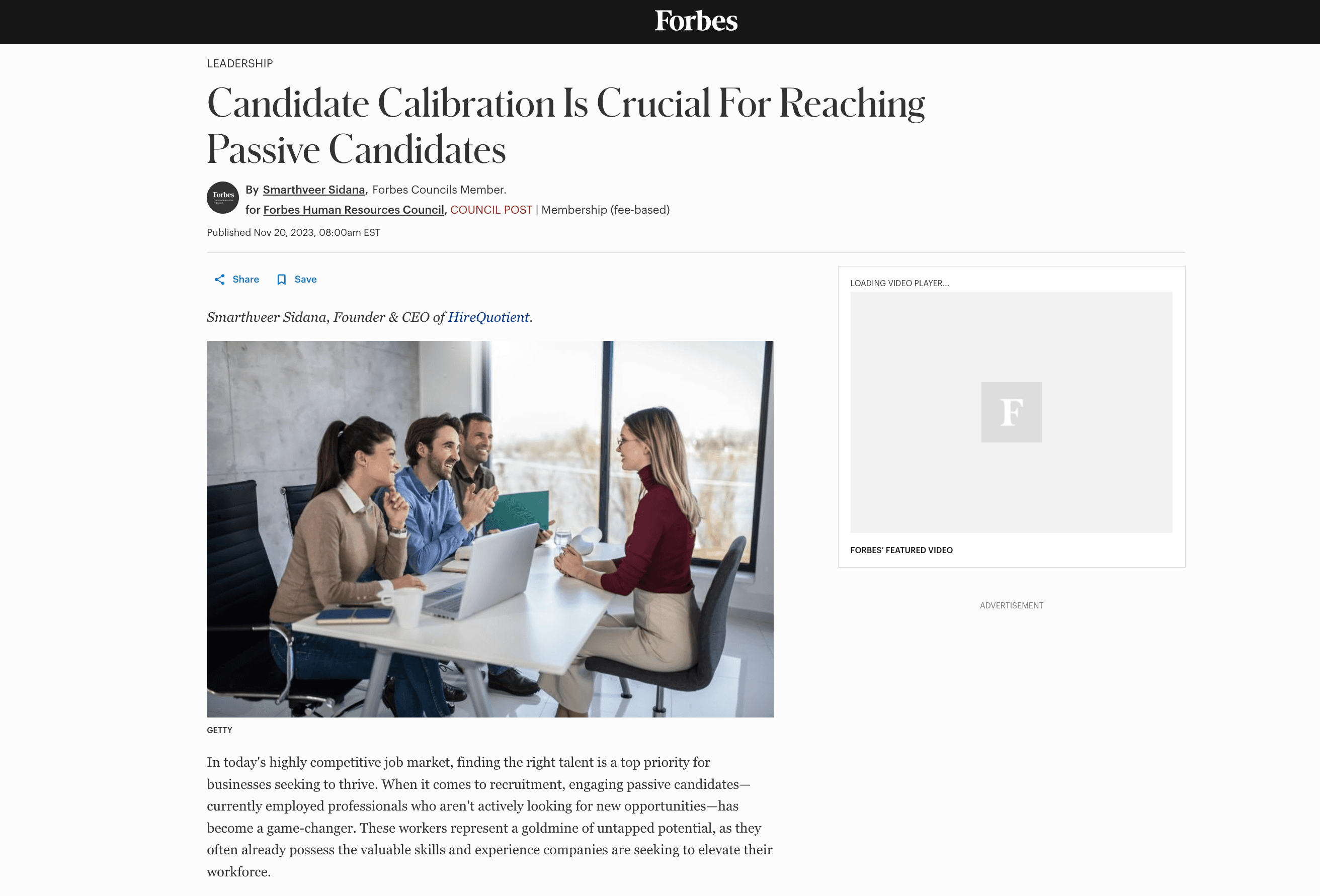 Candidate Calibration for Passive Candidates