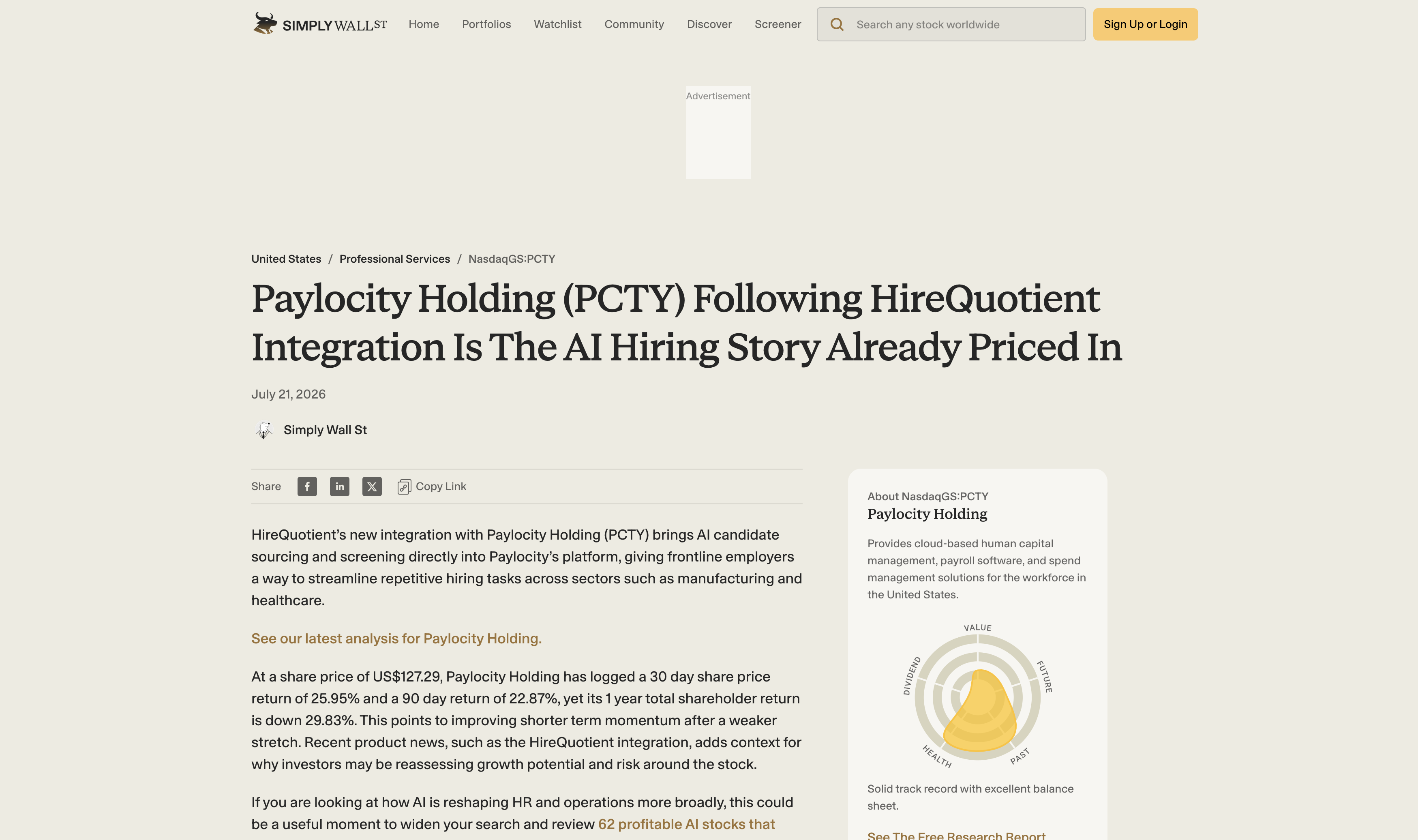 Paylocity (PCTY) Following HireQuotient Integration – Is the AI Hiring Story Already Priced In?