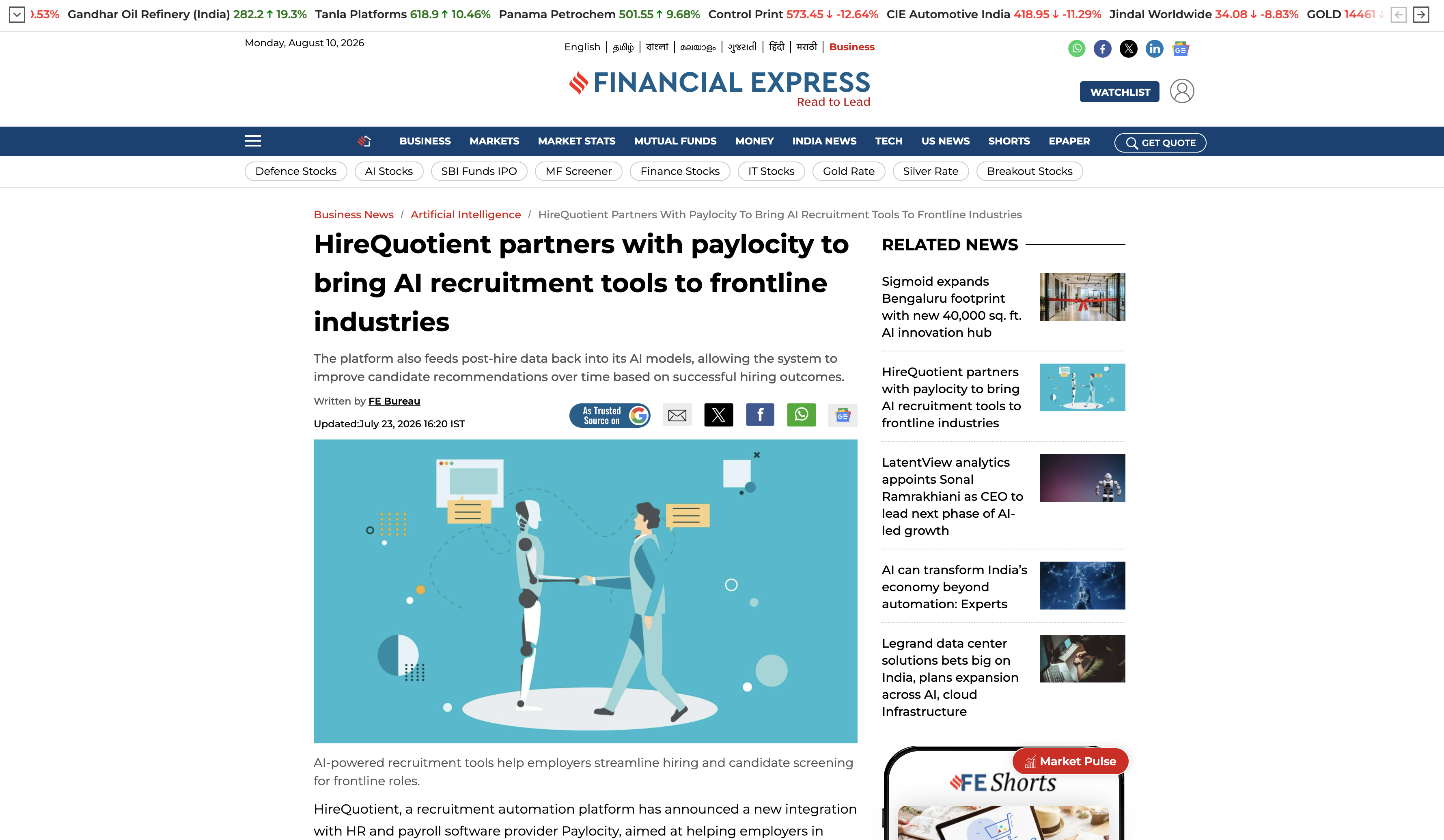 HireQuotient Partners With Paylocity to Bring AI Recruitment Tools to Frontline Industries