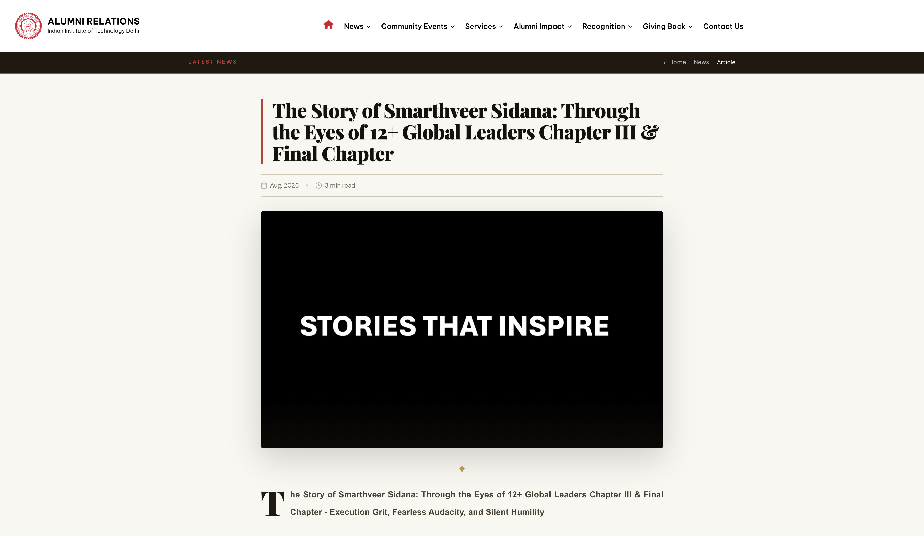 The Story of Smarthveer Sidana: Through the Eyes of 12+ Global Leaders Chapter III & Final Chapter